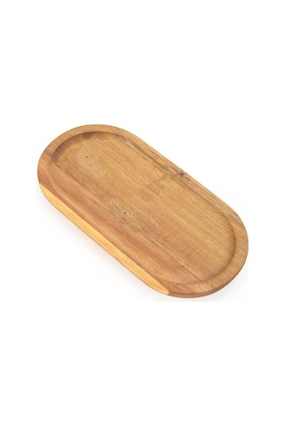Naturalove Akasya Oval Servis Sunum Tabağı - Kahverengi - 18,8x9,6x1,6 Cm Kahverengi