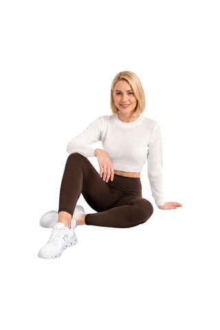 Mrm Pro Kadın Kışlık Polar Tayt Toparlayıcı Yüksek Bel Esnek Tayt Sıcak Tutan İç Polar Spor Tayt Kahverengi Kahverengi