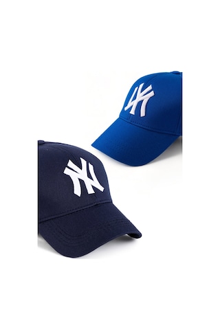 Unisex 2'li Set Lacivert ve Saks Mavisi Ny New York Beyzbol Şapka - Unisex Lacivert - Saks Mavi