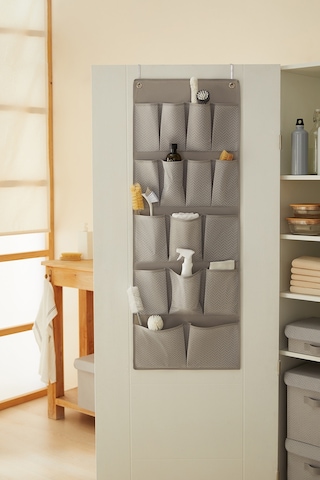 Ocean Home Textile 16 Gözlü Gri Balıksırtı Kapı Arkası Düzenleyici 45 x 125 cm