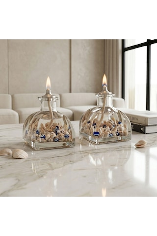 Imperiums Sea Shell Dekoratif Kandil Mum 2'li Set