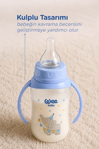 Wee Baby Klasik Kulplu PP Biberon 150 ML Mavi