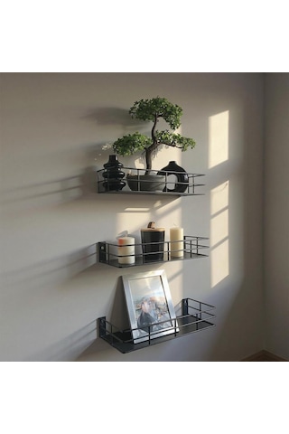 3'lü Set Dekoratif Metal Duvar Rafı - Minimalist Tasarım, Dayanıklı Ve Şık Raflar - 31cm/29cm/27cm Diğer