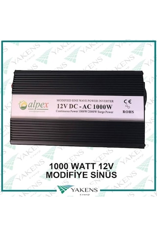1000 Watt 12 Volt Modifiye Sinüs İnverter Alpex
