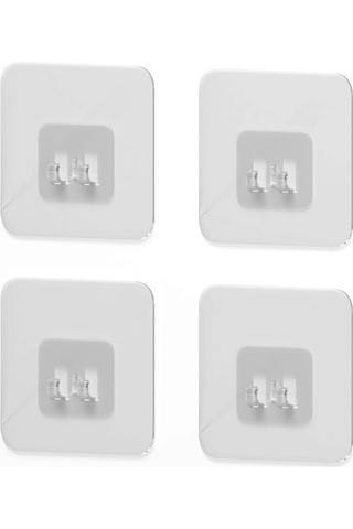 4 Adet 7x7cm Yedek Süper Güçlü Yapışkanlı Askı, 20KG Banyo - Mutfak Raf Tutucu Sticker, Delmesiz