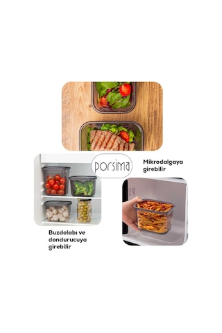 Porsima 2047 Etiketli Kapaklı Dikdörtgen Çok Amaçlı Gıda Erzak Saklama Kabı Seti 2 L 12'li