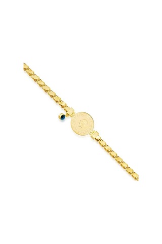 Çeyrek Ziynet Altın Bileklik Gözlü Pullu Zincirli