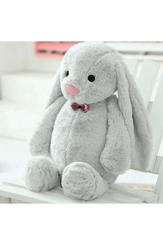 Uyku Arkadaşım Papyonlu Uzun Kulak Bunny Peluş Tavşan 65 Cm Turuncu
