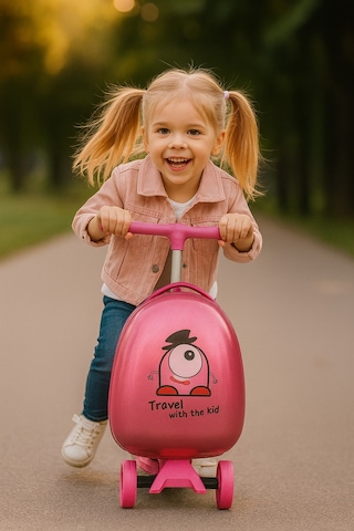 Heybee Luggages Heybee Sevimli Canavar Scooter Pembe Çocuk Valiz Diğer