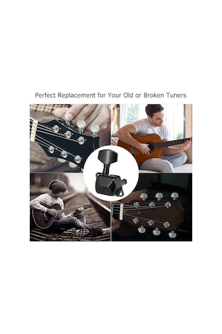 Samdoo Elektro Gitar Telleri Ayar Butonları - Yarı Kapalı Siyah 6 Sağ Dönüşlü Kaydırıcı - Sabit Tutma Ve Hassas Ayar Özelliği