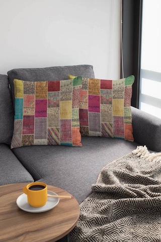 Çok Renkli Patchwork Çift Taraflı Kırlent Kılıfı Krl291n11
