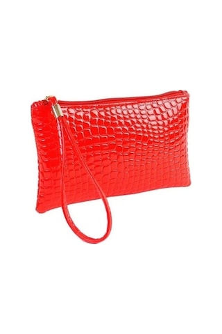 Linjinxu Moda Uzun Timsah Desenli Bayan Clutch Cüzdan Kırmızı Diğer Diğer