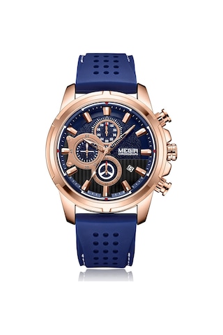 Megir 2101 İş Quartz Spor Erkek İzle 3atm Su Geçirmez Büyük Kadran Geniş Yüzlü Kol Saati Mikrosaniye Saniye Dakika Kronograf Alt Kadranlar Takvim Saat Erkekler İçin Silikon Kayış İle Çok Renkli