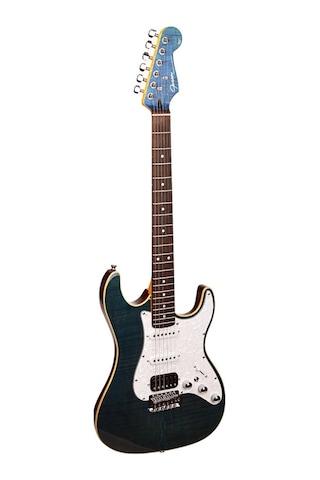 Guson Superstrat Hss Elektro Gitar Quilted Mavi