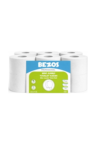 Bezos Professional Mini Jumbo Tuvalet Kağıdı 48 Rulo 2 Katlı %100 Selüloz Endüstriyel & Ev Tipi Kullanım 4x12rulo