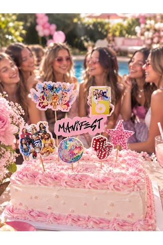 Schulzz Party Lüks Manifest Temalı Doğum Günü Parti Pasta Süsü 8 Parça 10+