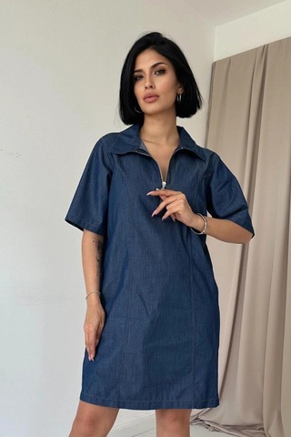 Valensdesign Mavi Tencel Kuplu Elbise