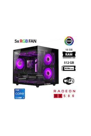 Xaser Cube X150 i5-12400F 16 GB 512 GB M.2 Nvme SSD 8 GB RX580 Free Dos Masaüstü Oyuncu Bilgisayarı