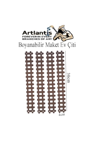 Boyanabilir Ahşap Maket Çit 4 Adet 30x4 Cm Dekoratif Minyatür Bahçe Çiti Proje Tasarım Okul Hobi