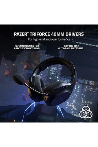 Razer Barracuda X - Kablosuz Çoklu Platform Oyun Ve Mobil Kulaklık Smartswitch Çift Kablosuz, Ergonomik Tasarım, Triforce 40mm, Kardioid Mikrofon, Kulaklık Üstü Kontroller, 50 Saat Pil Usb-c Siyah