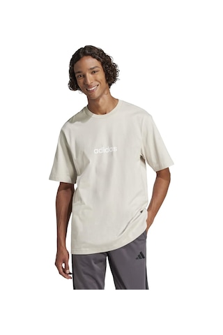 Adidas Essentials Linear Sj Erkek Ekru Bisiklet Yaka Tişört Ekru