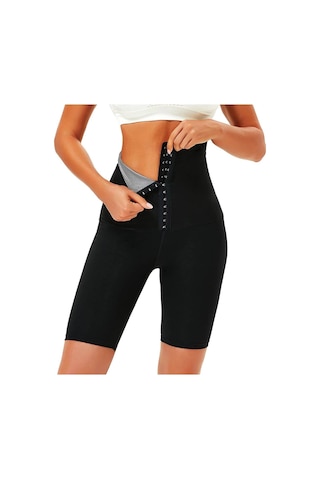 Mistirik Sauna-şort Model Korse Toparlayıcı Ve Sıkılaştırıcı Etkili Yüksek Bel Agraflı Sauna Termal Şort Siyah