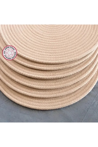 Uretti - Fatma 7987 - El Yapımı Doğal Bej Renk Pamuk İp 6'lı Supla Takımı - 32 X 32 Cm Bej