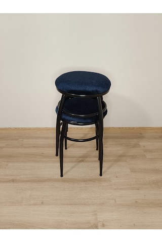 Evko Mobilya Tabure, Bar Taburesi, 2'li Tabure,siyah Ayaklı-mavi