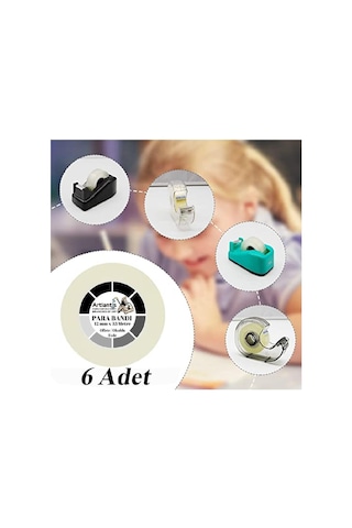 Şeffaf Para Bandı 12mm X 33 Metre 6 Adet Artlantis Şeffaf Okul Ofis Bantı 6 Adet 1