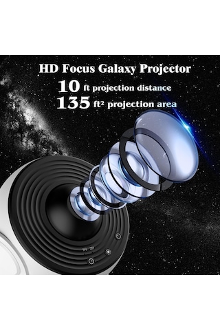 Didadodo Sones Galaxy Gece Lambası Yıldız Projektör Led Masa Lambası Çocuk, Yıldızlı Gece 2