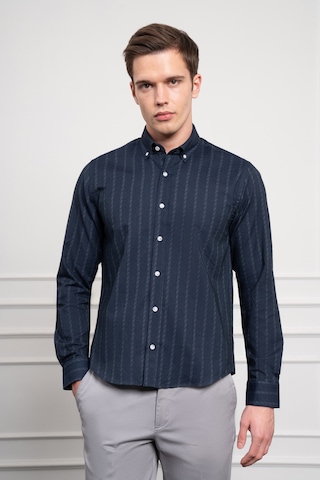 Erkek Lacivert Kışlık Dynamic Fit Düğmeli Yaka Gömlek 25ks004004200 Lacivert Lacivert