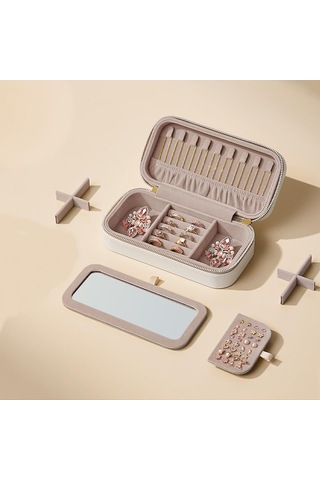 Portatif Takı Saklama Kutusu Aynalı-yüzük,küpe Ve Kolye Organizer