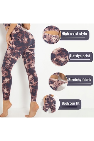 Wezone Yüksek Bel Desenli Kadın Yoga Taytı - Nem Geçirmez Spor Ve Fitness Pantolon Sarı