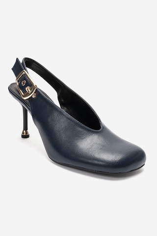Luvi Shoes Flarıs Lacivert Cilt Kadın Topuklu Ayakkabı