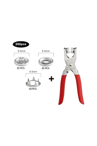 El Pres Pensesi Metal Çıtçıtlı Pense Perçin Atma Pensesi Ve Düğme Seti 25 Set
