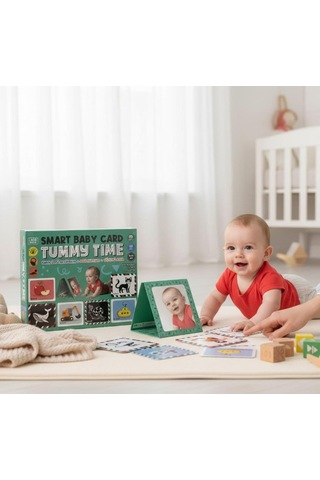 Laco Kids Tummy Time Smart Baby Card - Karın Üstü Aktivite Zeka Kartları + Güvenli Ayna 0-12 Ay