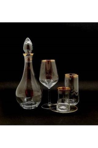 Gold Yaldızlı 49 Parça Bardak Sofra Seti 12 Kişilik Altın