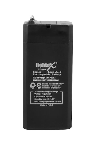 Lightex Lt-407 4v 0.7 Ah Bakımsız Işıldak Aküsü