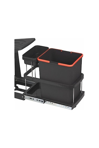 P9155 16 1 Lt. Antrasit Teleskopik Raylı Çöp Kovası Antrasit - Gri