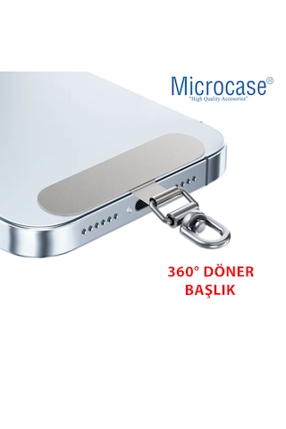 Microcase 360 Döner Başlıklı Telefon İp Askılıklar İçin Paslanmaz Çelik Tutacak Bağlantı Parçası-al4926 Renk Seçeneği - Gümüş