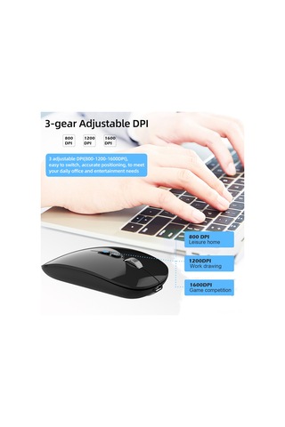 Kangvka M103 İki Modlu Kablosuz Fare 2.4g+bt5.1 Sessiz Tasarım 3 Seviye Dpı 500mah Pil İle Kompakt Siyah Lazer