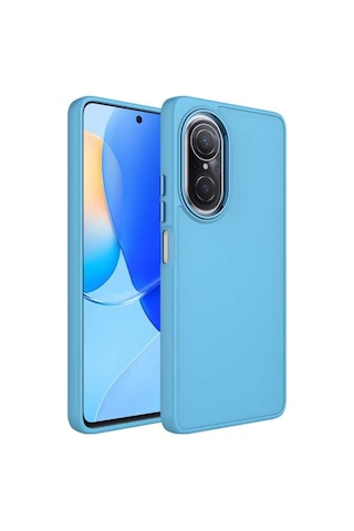 Huawei Nova 9 Se Kılıf Metal Çerçeve Ve Buton Tasarımlı Silikon Zore Luna Kapak Sierra Mavi