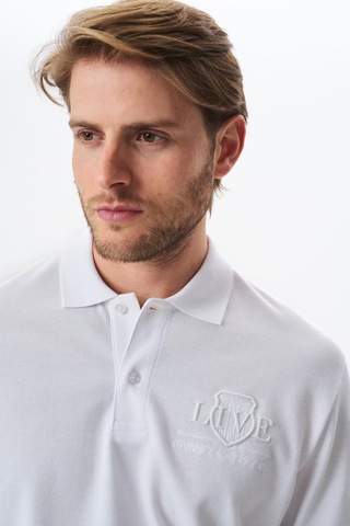 AR-MA Arma Erkek Yazı Baskılı Regular Fit % 100 Pamuk Pike Polo Yaka Tişört Y29374355602 Beyaz