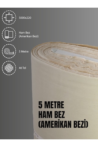 %100 Pamuk 46 Tel Amerikan Bezi Ham Bez Punch Kumaş - Krem 500x220 CM