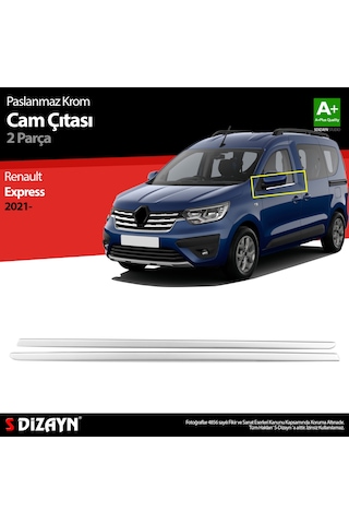S-dizayn Renault Express Krom Cam Çıtası 2 Prç. 2021 Üzeri