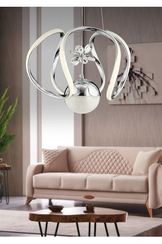 Luxora Model Krom Kaplama 3 Renk Metal Salon Mutfak Oturma Yatak Odası Modern Led Sarkıt Avize Krom