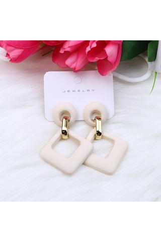 Bej Opk, 2023'ün Yeniliği, 12 Renk, Kare Akrilik Çerçeveler, Kadınlar İçin Lüks Çok Renkli Geometrik Küpe, Takı Pd1488 Bej