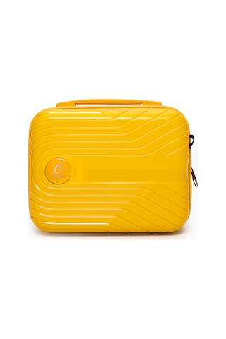 Elatae Exclusive Pro Polipropilen Kırılmaz 3'lü Valiz Seti Büyük - Orta Boy Ve Makyaj Çantası Sarı 5239 Sarı