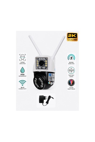 3012 Çift Lensli 3mp+3mp Wifi Ptz Güvenlik Kamerası Hareket Takipli, Renkli Gece Görüşlü, Sesli Al