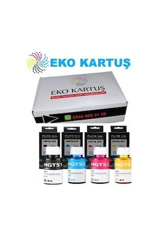 Eko Kartuş Hp Deskjet GT-5820 4 Renk (GT51XL GT52XL) 90ML Uyumlu Mürekkep,